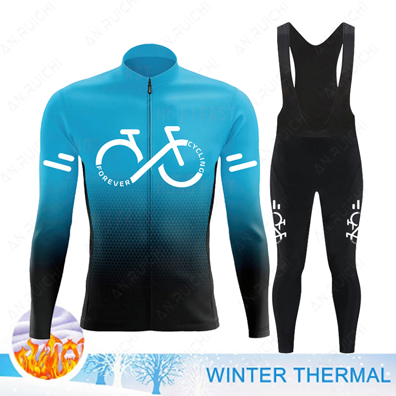 Cycling Gear Jersey - Set Jersey sepeda bulu termal untuk